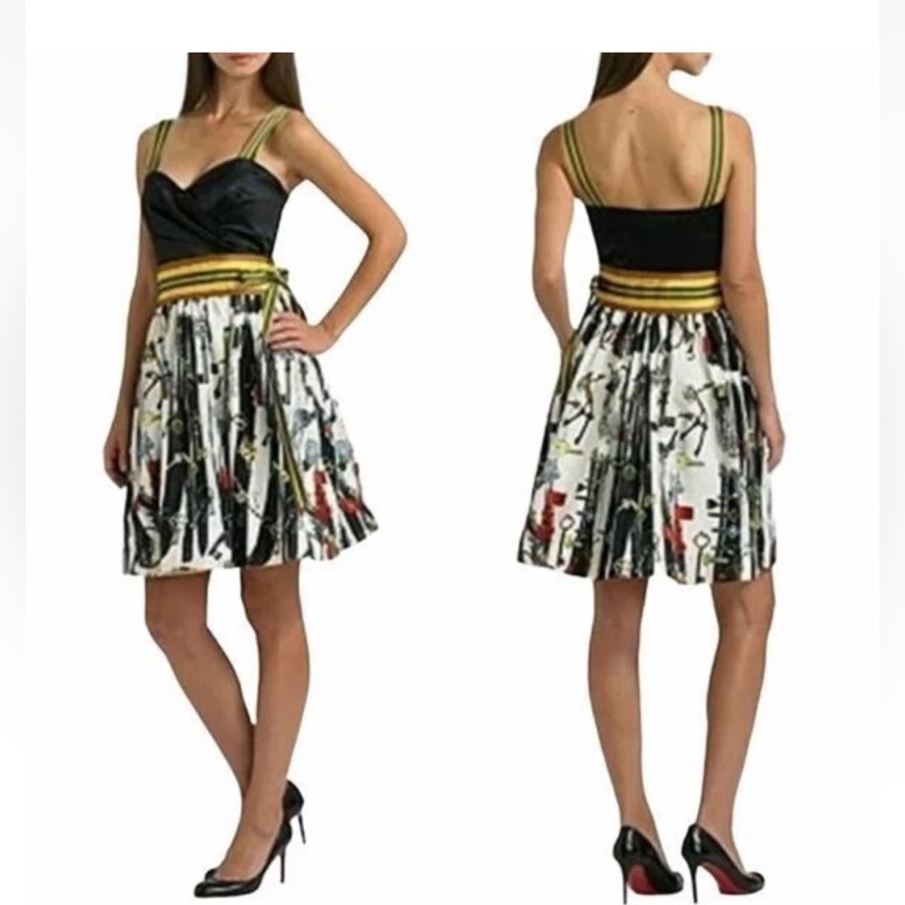 Diane Von Furstenberg Caran Keys Fit Flare Dress with a ribbon accent